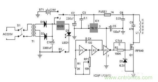 無(wú)線(xiàn)電能發(fā)送單元電路圖